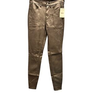 FREE PEOPLE Black Faux Leather Skinny Jeans Four Pockets Zip Up NWT Size 26